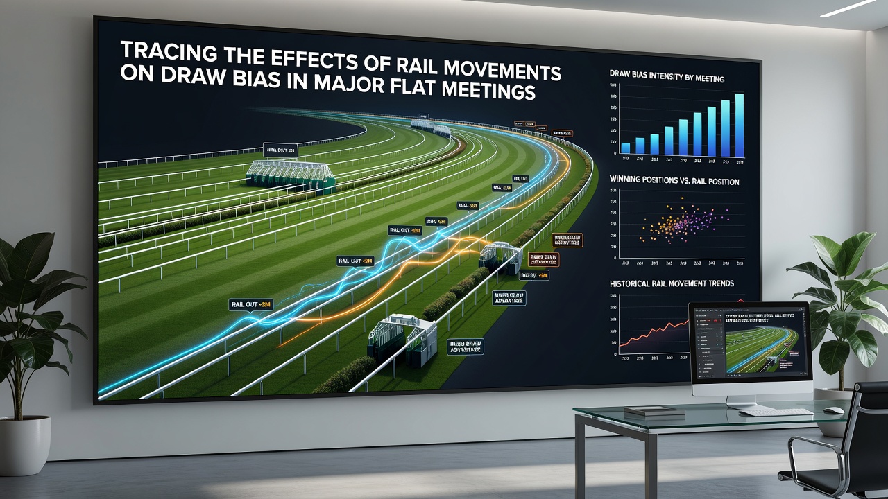 Flat race in progress with visible rail position affecting draw advantages
